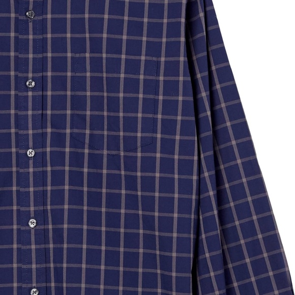 Men's Regular-Fit Long-Sleeve Casual Poplin Shirt Size XXL Navy Windowpane - Picture 5 of 8